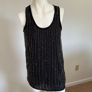 Black beaded date night top - XS